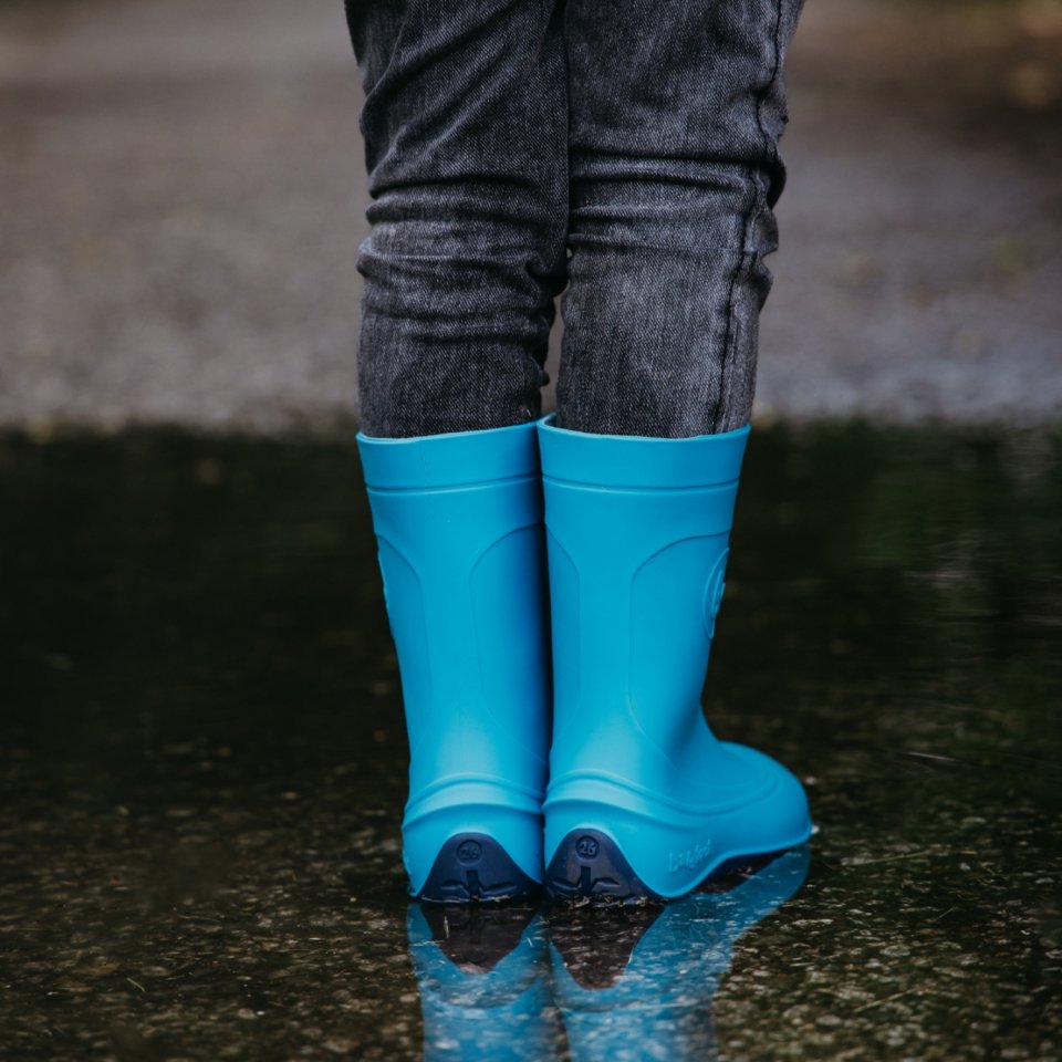 Bottes de pluie barefoot pour enfants Be Lenka Pudds - Aqua Blue