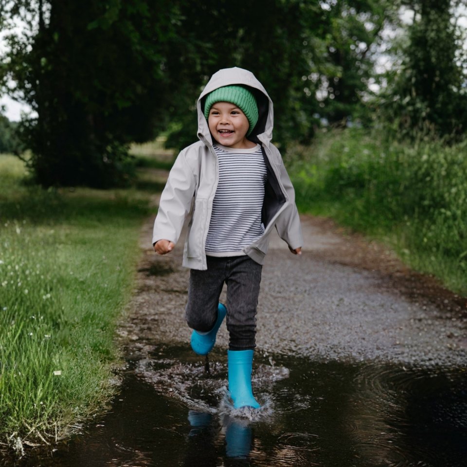 Bottes de pluie barefoot pour enfants Be Lenka Pudds - Aqua Blue