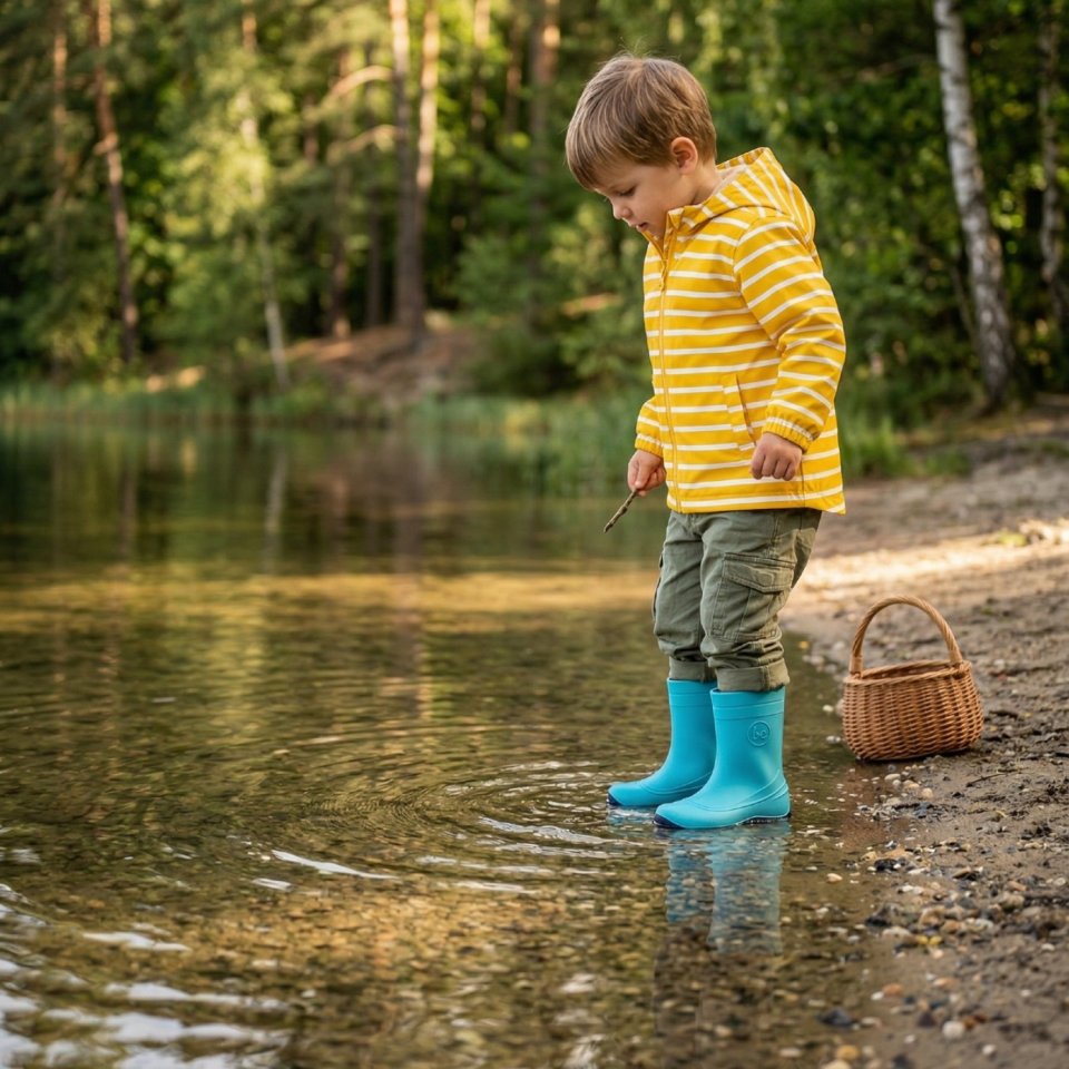 Bottes de pluie barefoot pour enfants Be Lenka Pudds - Aqua Blue