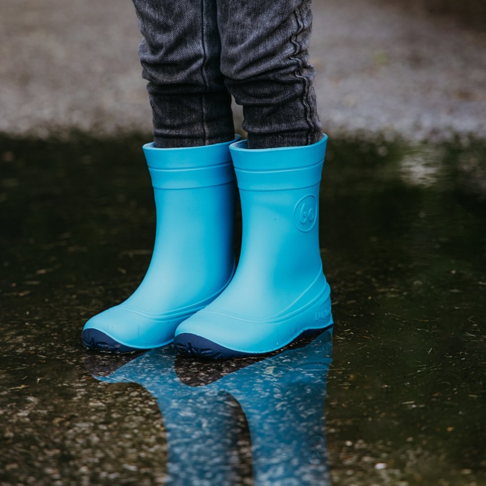 Bottes de pluie barefoot pour enfants Be Lenka Pudds - Aqua Blue