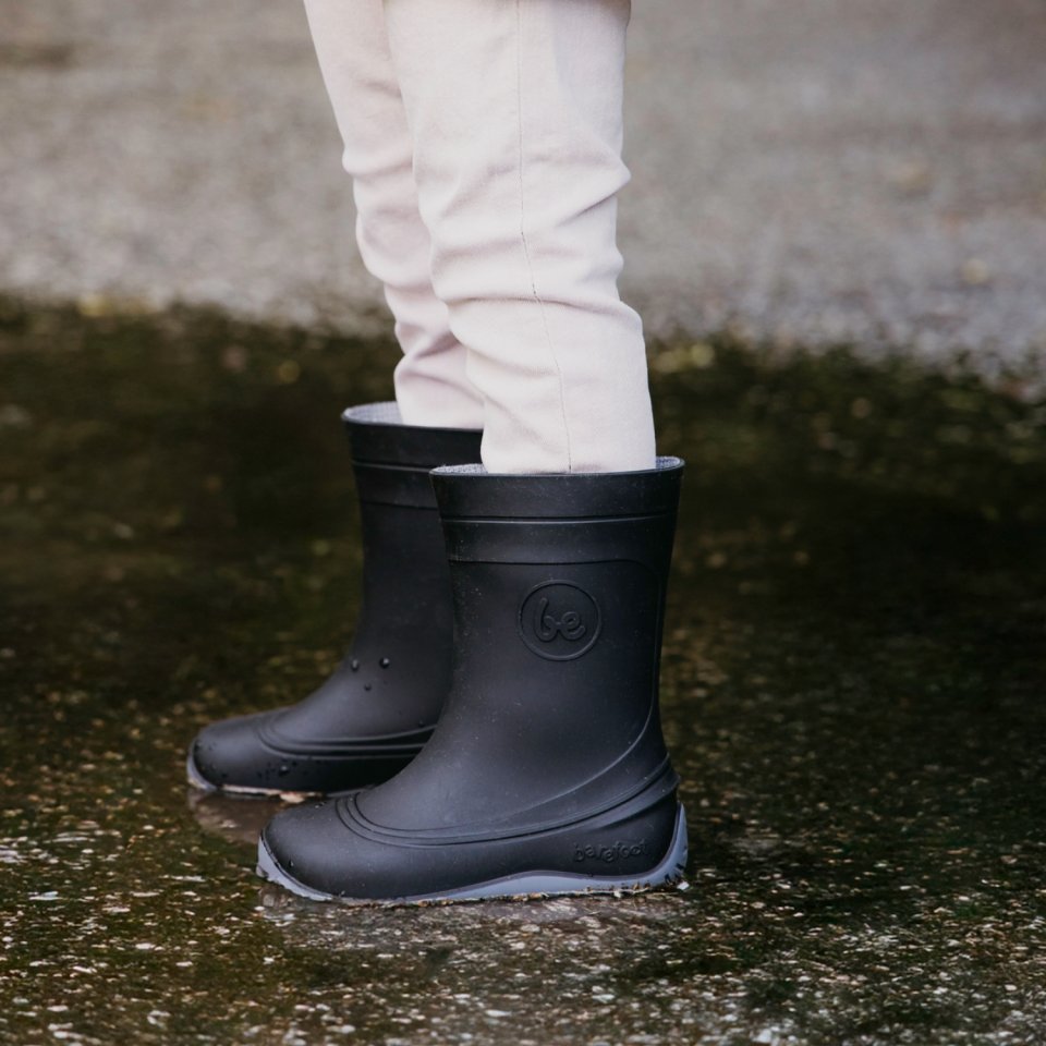 Kids Barefoot Rain Boots Be Lenka Pudds - Black