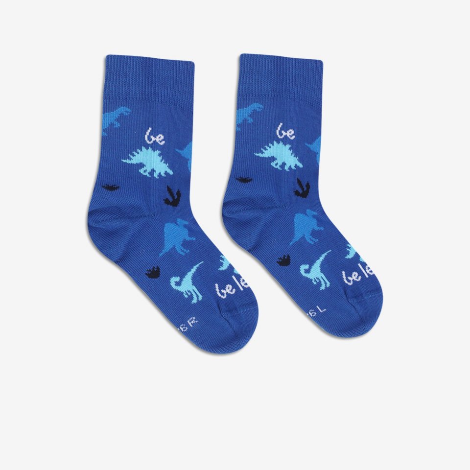 Kids barefoot Socks Be Lenka Kids - Crew - Dino - Royal Blue - 3 pack