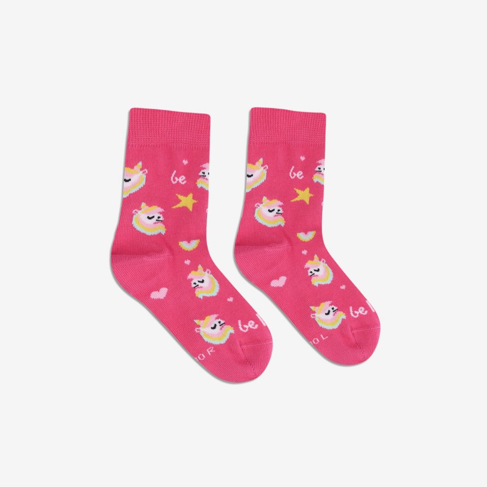 Kids barefoot Socks Be Lenka Kids - Crew - Unicorn - BubleGum Pink
