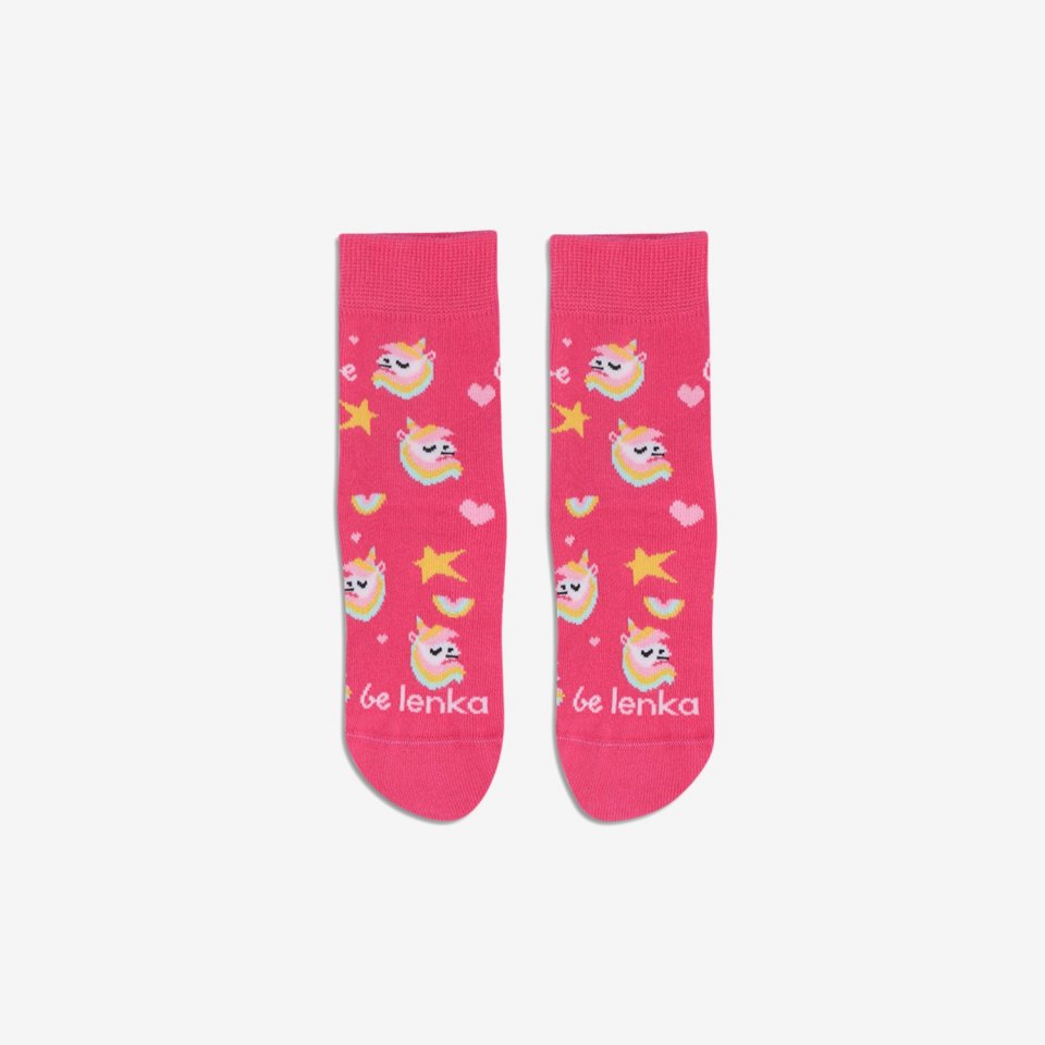 Kids barefoot Socks Be Lenka Kids - Crew - Unicorn - BubleGum Pink