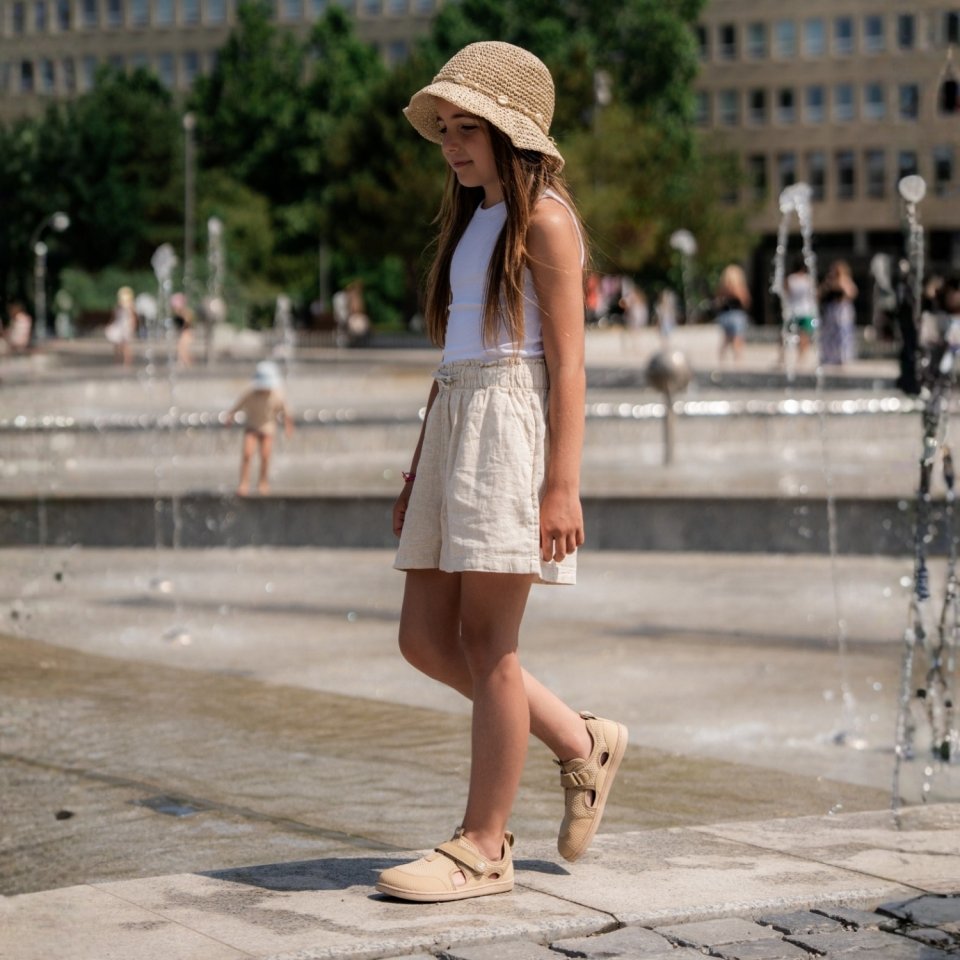Dziecięce barefoot sandały Zest Kids - Beige