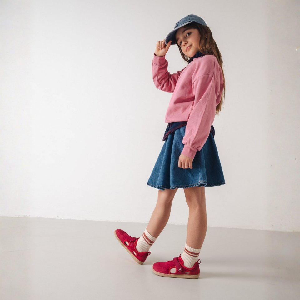 Dziecięce barefoot sandały Zest Kids - Berry