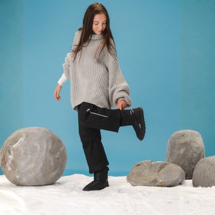 Kids barefoot snow boots Be Lenka Ailo Junior - All Black