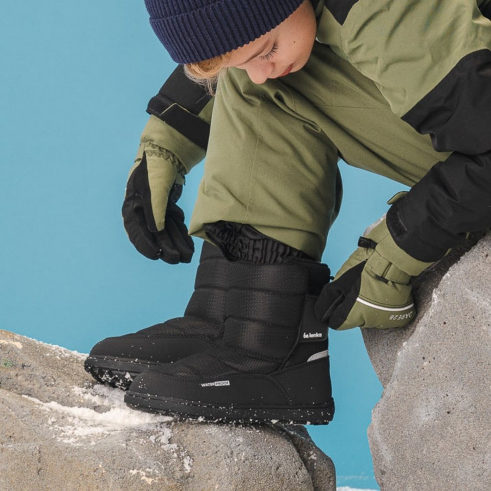 Kids barefoot snow boots Be Lenka Ailo Kids - All Black