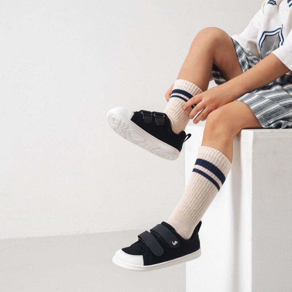 Kids barefoot sneakers Be Lenka Canvi Kids - Black & White