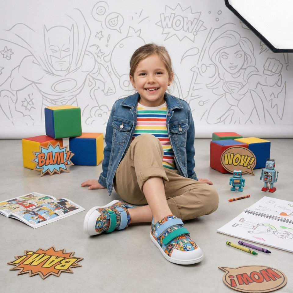 Kids barefoot sneakers Be Lenka Canvi Kids - Comics Color