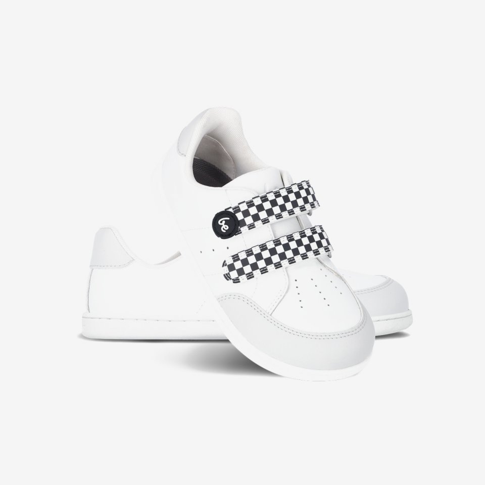 Dětské barefoot tenisky Be Lenka Energise Kids - White & Checkerboard