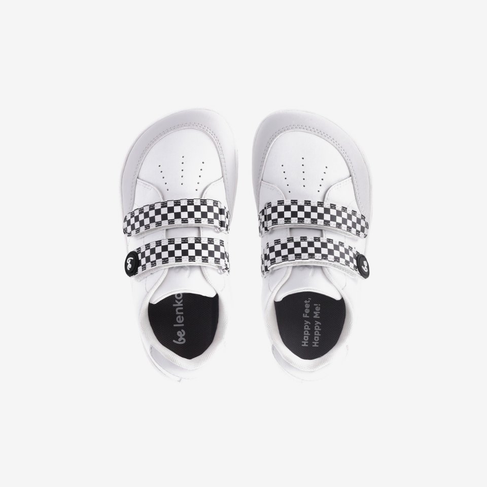 Dětské barefoot tenisky Be Lenka Energise Kids - White & Checkerboard