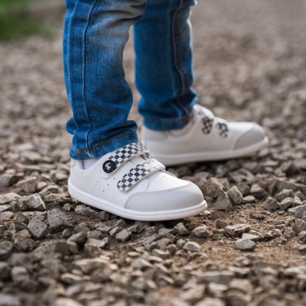 Dětské barefoot tenisky Be Lenka Energise Kids - White & Checkerboard