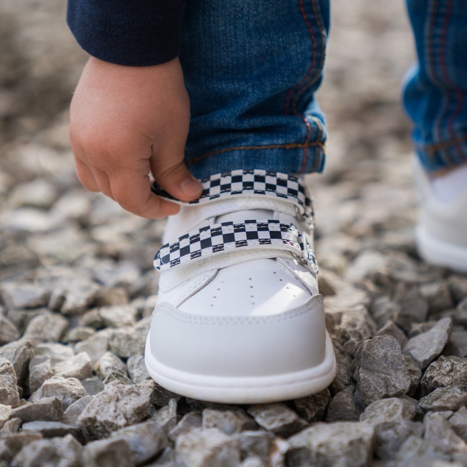 Dětské barefoot tenisky Be Lenka Energise Kids - White & Checkerboard