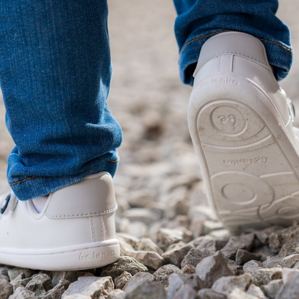 Dětské barefoot tenisky Be Lenka Energise Kids - White & Checkerboard