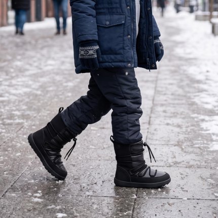 Botas de nieve barefoot para niños Be Lenka Snowfox Kids - All Black