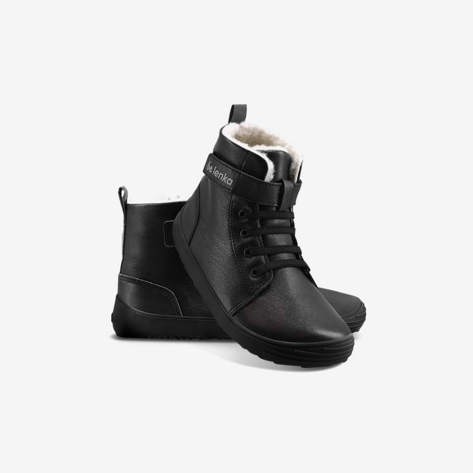 Winter barefoot boots Be Lenka Winter Kids - All Black