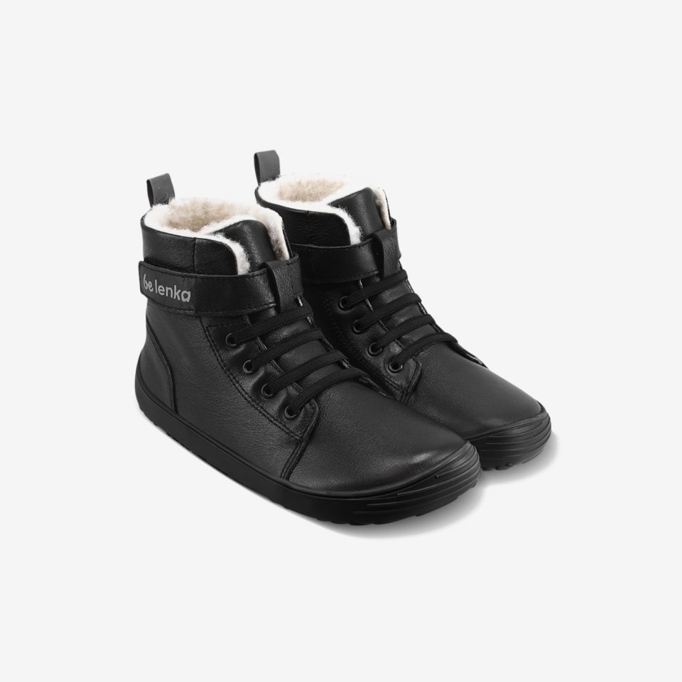 Winter barefoot boots Be Lenka Winter Kids - All Black
