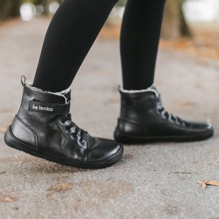 Winter barefoot boots Be Lenka Winter Kids - All Black