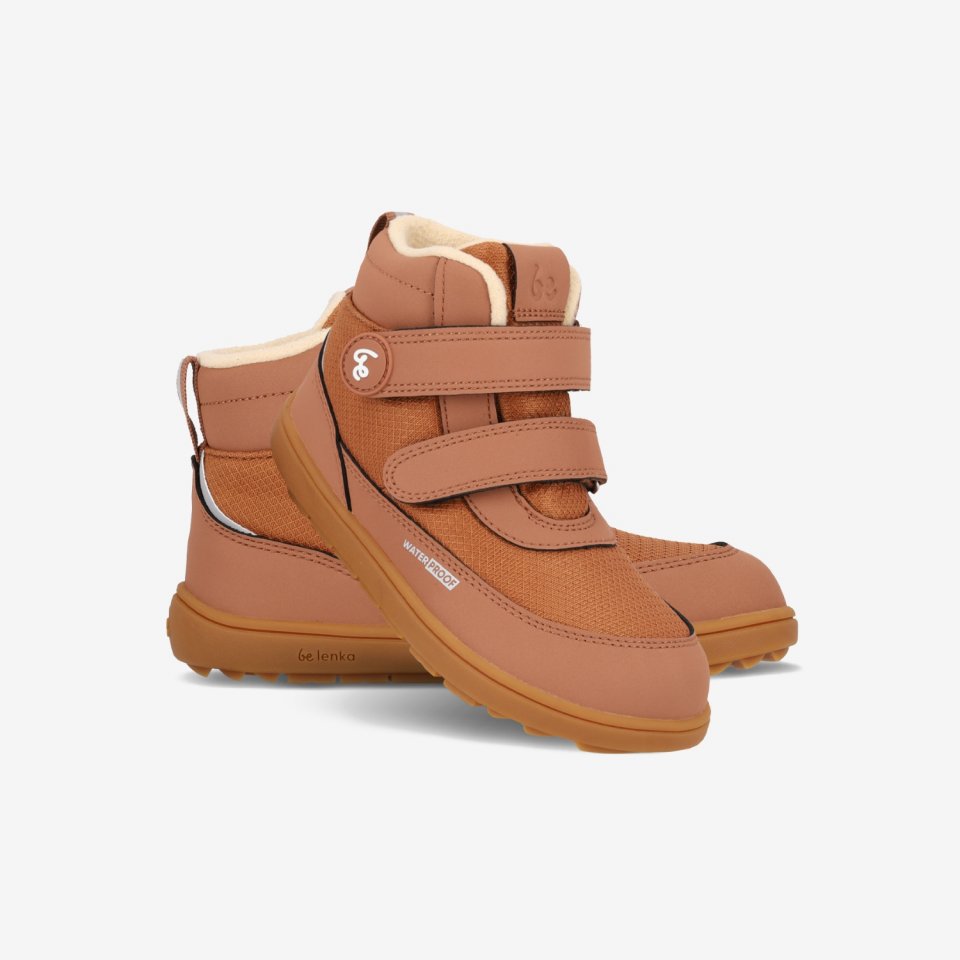 Kids winter barefoot boots Be Lenka Zippu Kids - All Brown