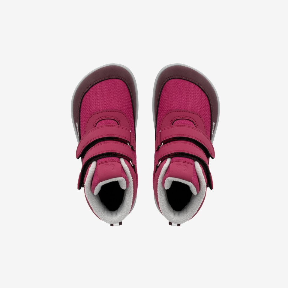 Kids winter barefoot boots Be Lenka Zippu Kids - Berry & Grey
