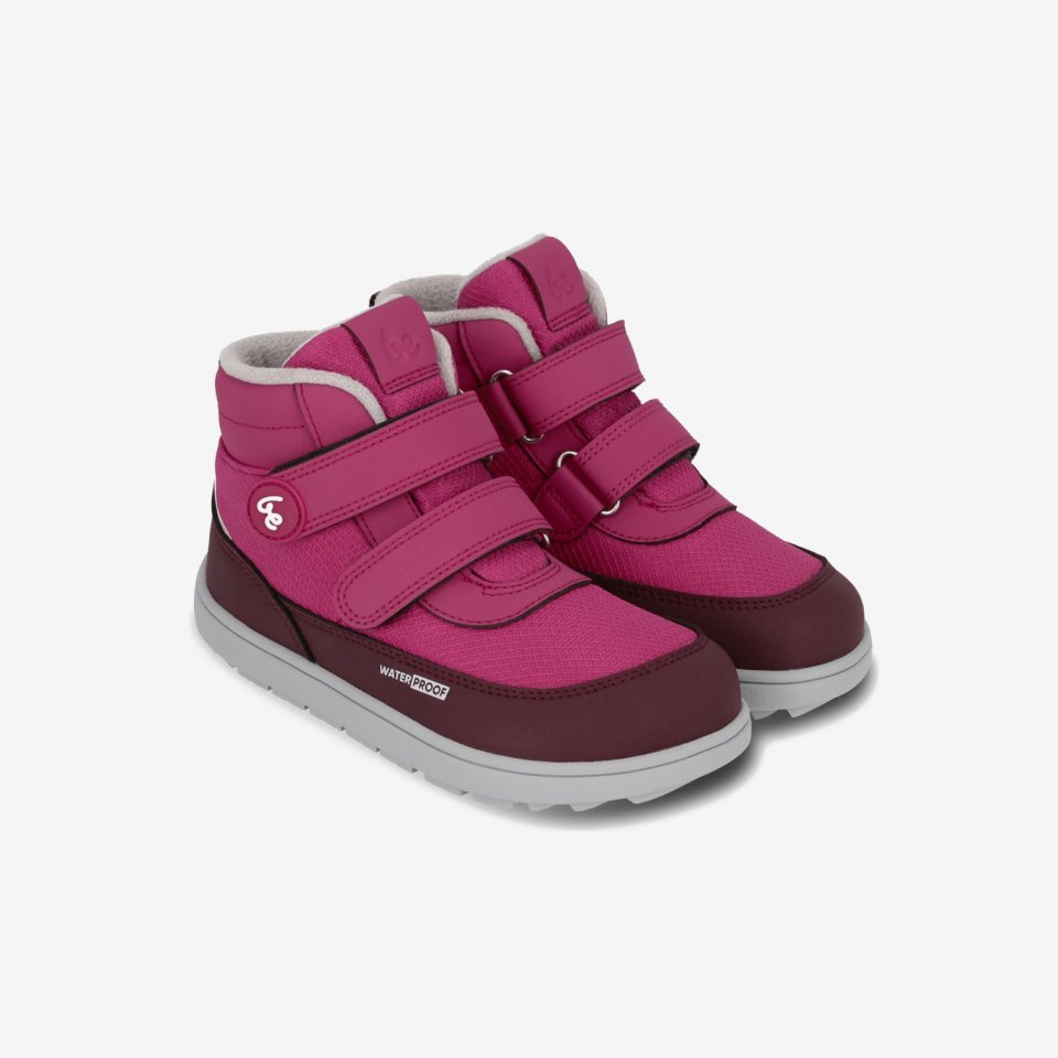 Kids winter barefoot boots Be Lenka Zippu Kids - Berry & Grey