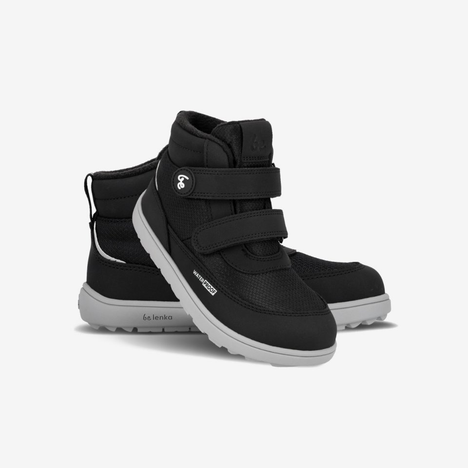 Kids winter barefoot boots Be Lenka Zippu Kids - Black & Grey