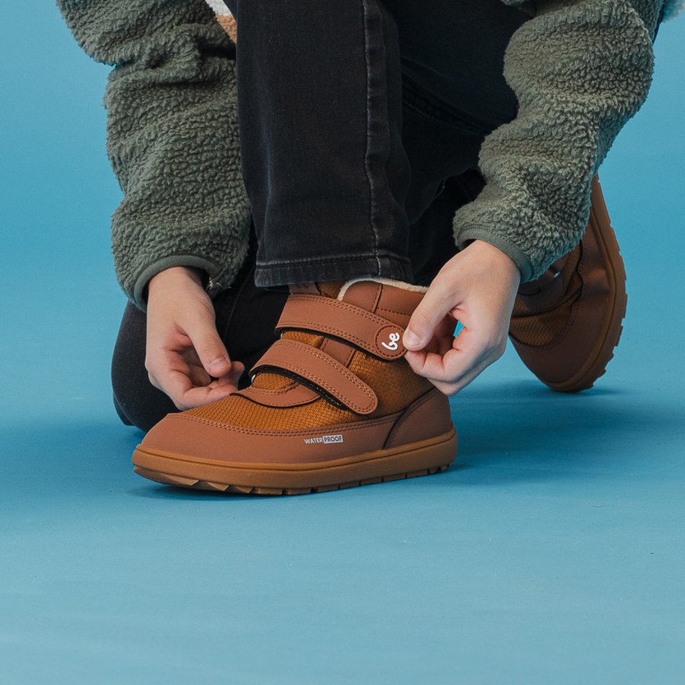 Kids winter barefoot boots Be Lenka Zippu Kids - All Brown