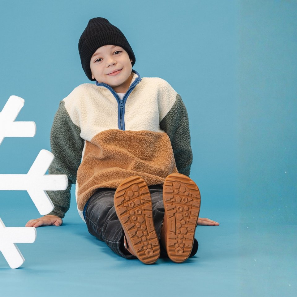 Kids winter barefoot boots Be Lenka Zippu Kids - All Brown