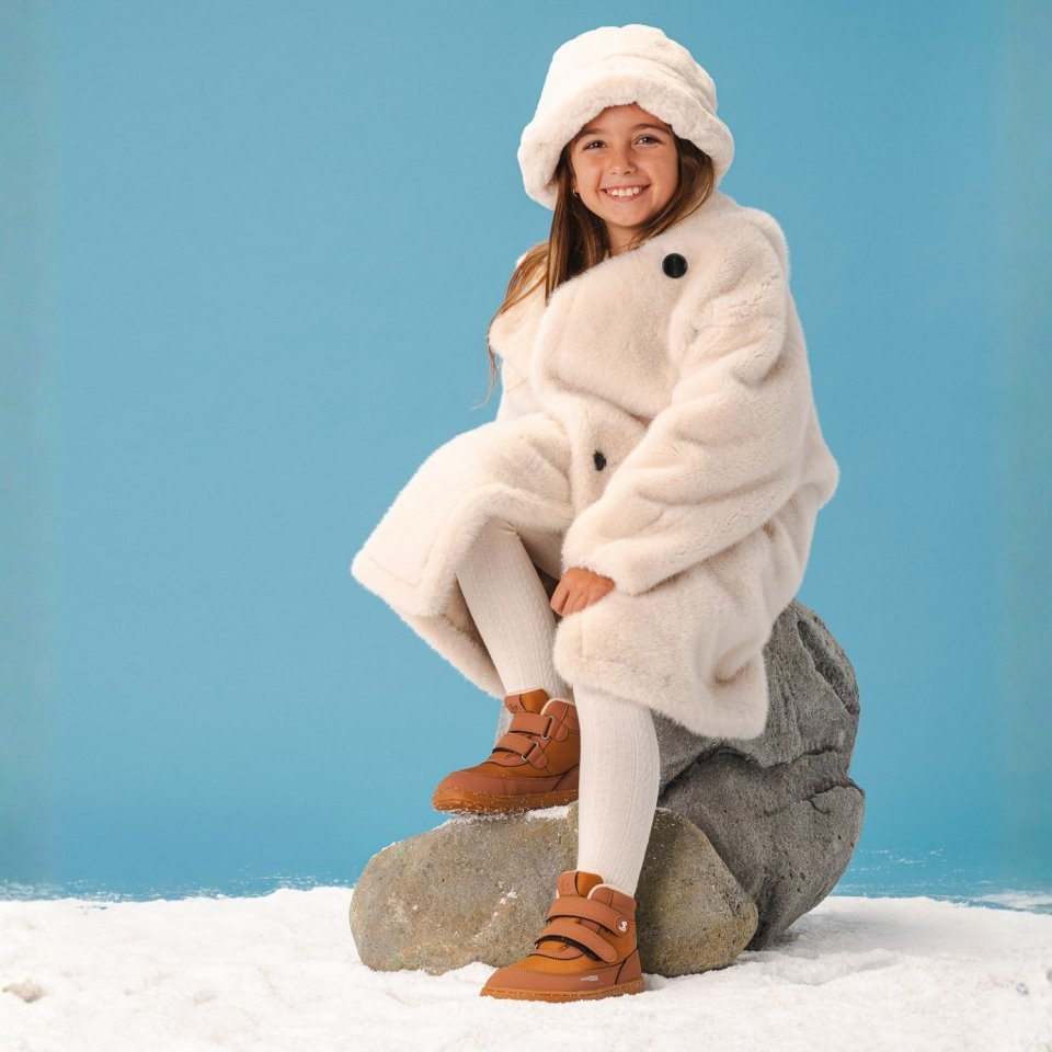 Kids winter barefoot boots Be Lenka Zippu Kids - All Brown