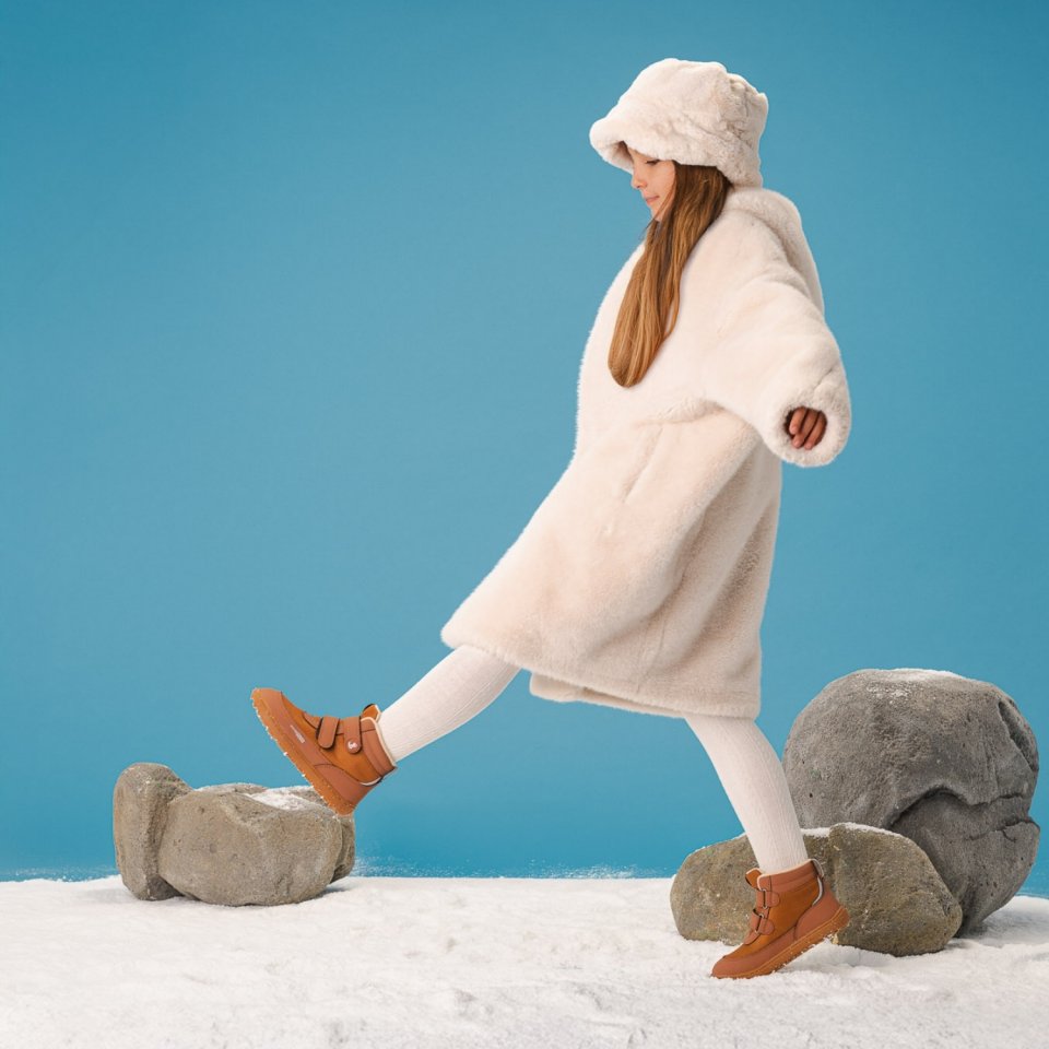 Kids winter barefoot boots Be Lenka Zippu Kids - All Brown