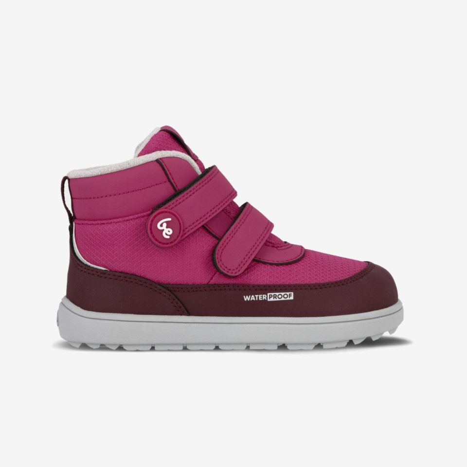Kids winter barefoot boots Be Lenka Zippu Kids - Berry & Grey