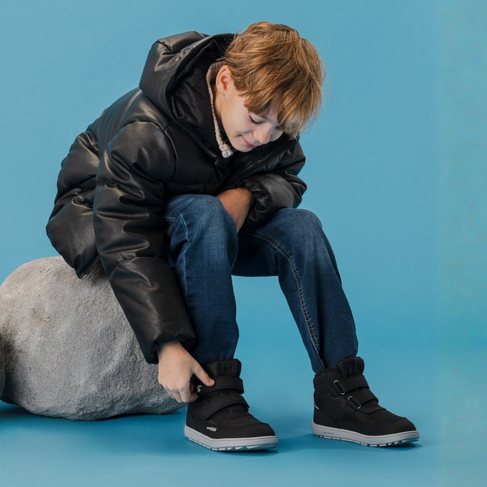 Kids winter barefoot boots Be Lenka Zippu Kids - Black & Grey
