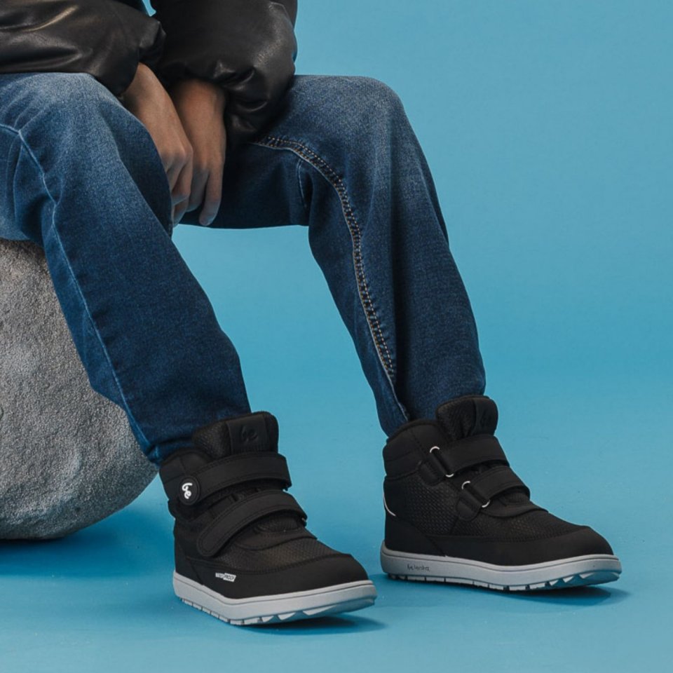 Kids winter barefoot boots Be Lenka Zippu Kids - Black & Grey