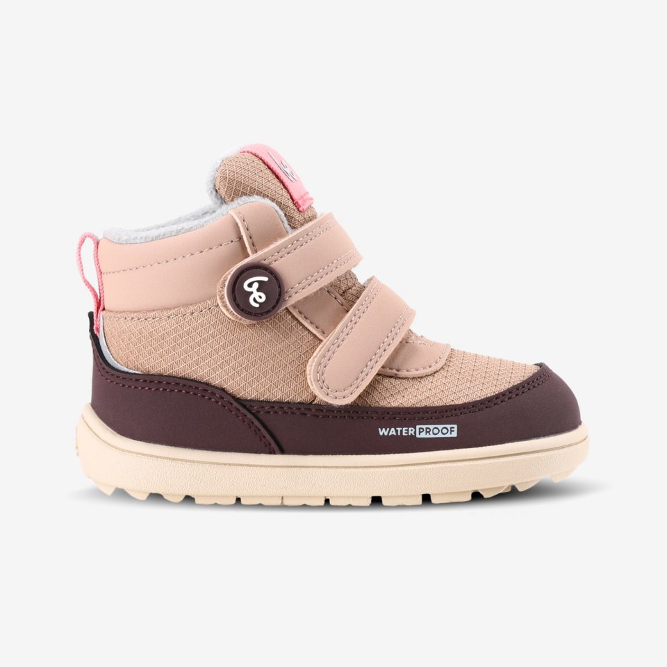 Kids winter barefoot boots Be Lenka Zippu Preschool - Beige & Burgundy