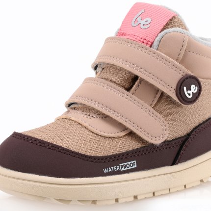 Kids winter barefoot boots Be Lenka Zippu Preschool - Beige & Burgundy