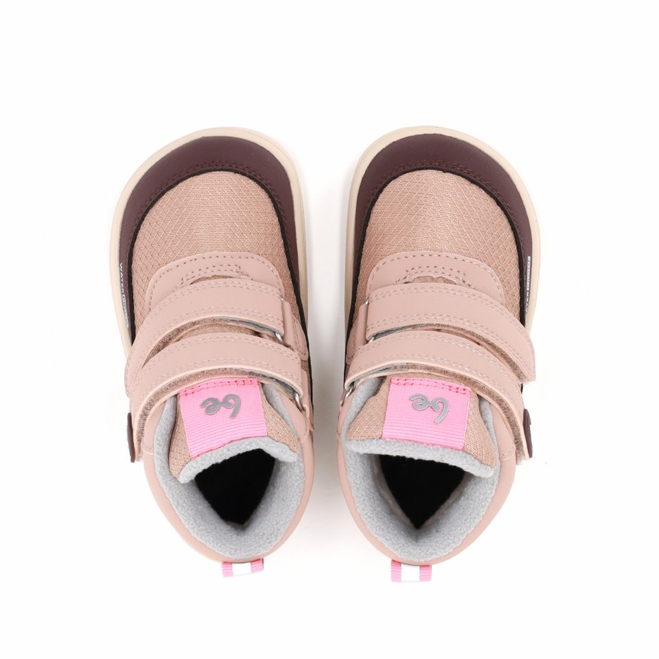 Kids winter barefoot boots Be Lenka Zippu Preschool - Beige & Burgundy