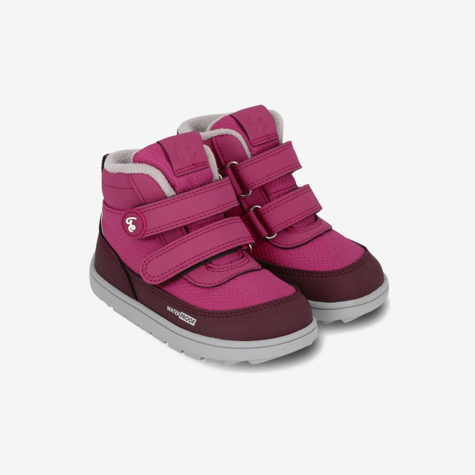 Kids winter barefoot boots Be Lenka Zippu Preschool - Berry & Grey