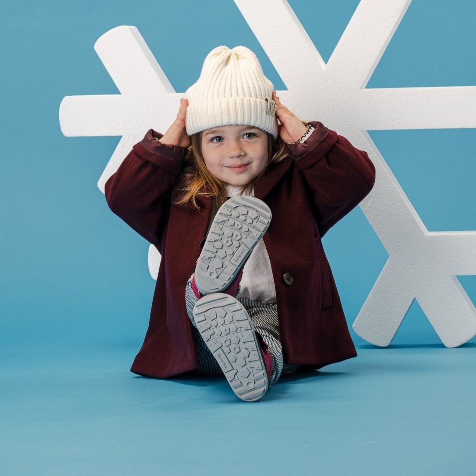 Kids winter barefoot boots Be Lenka Zippu Preschool - Berry & Grey