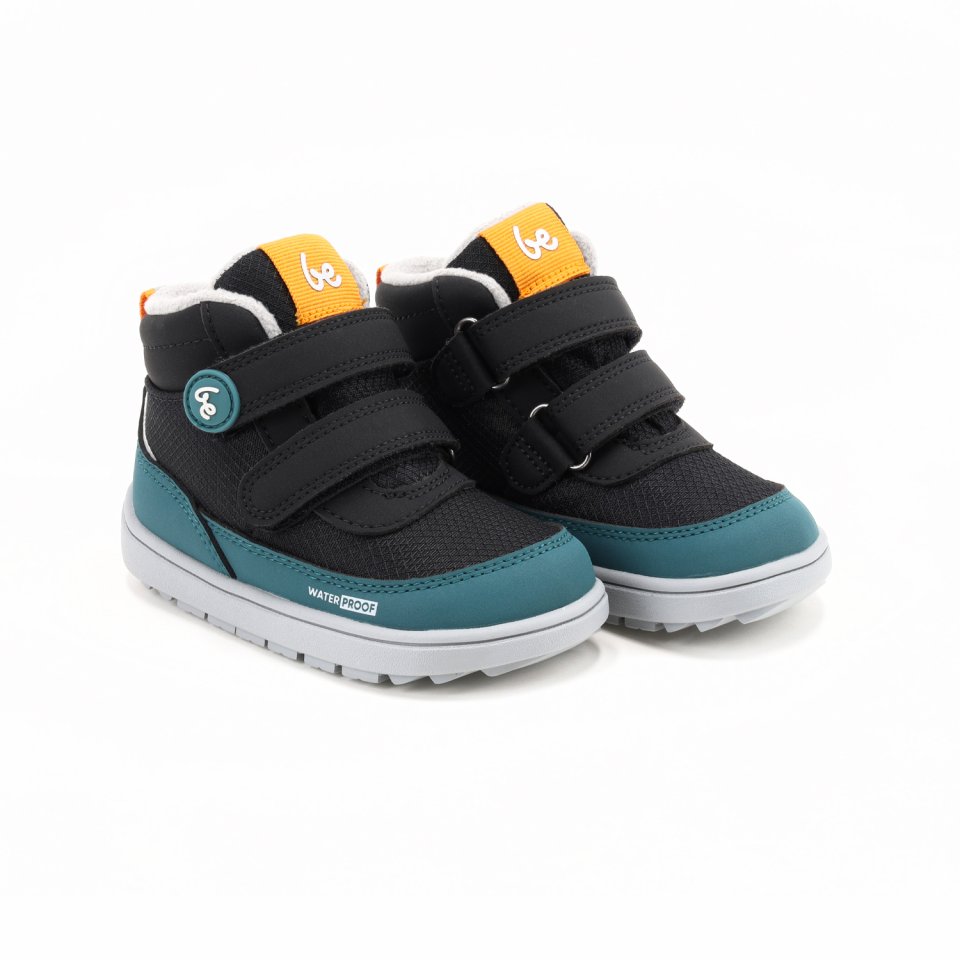 Kids winter barefoot boots Be Lenka Zippu Preschool - Black & Green