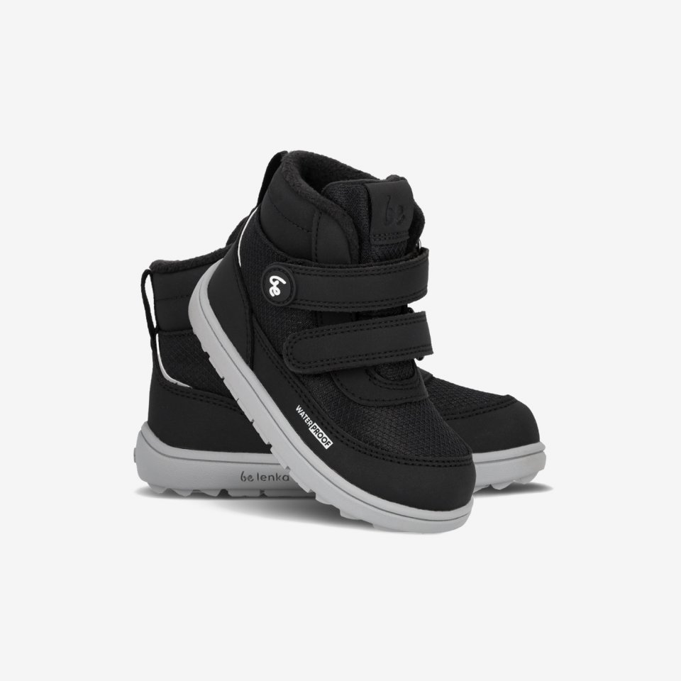 Detské zimné barefoot topánky Be Lenka Zippu Preschool - Black & Grey
