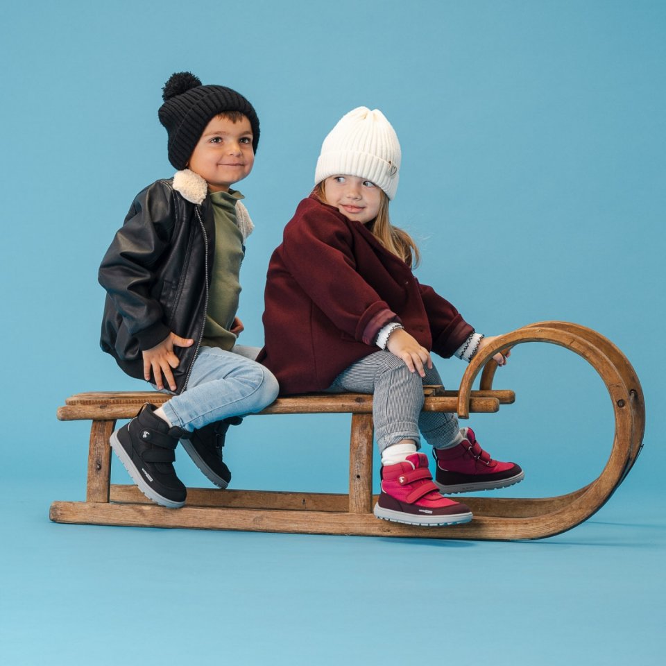 Detské zimné barefoot topánky Be Lenka Zippu Preschool - Black & Grey
