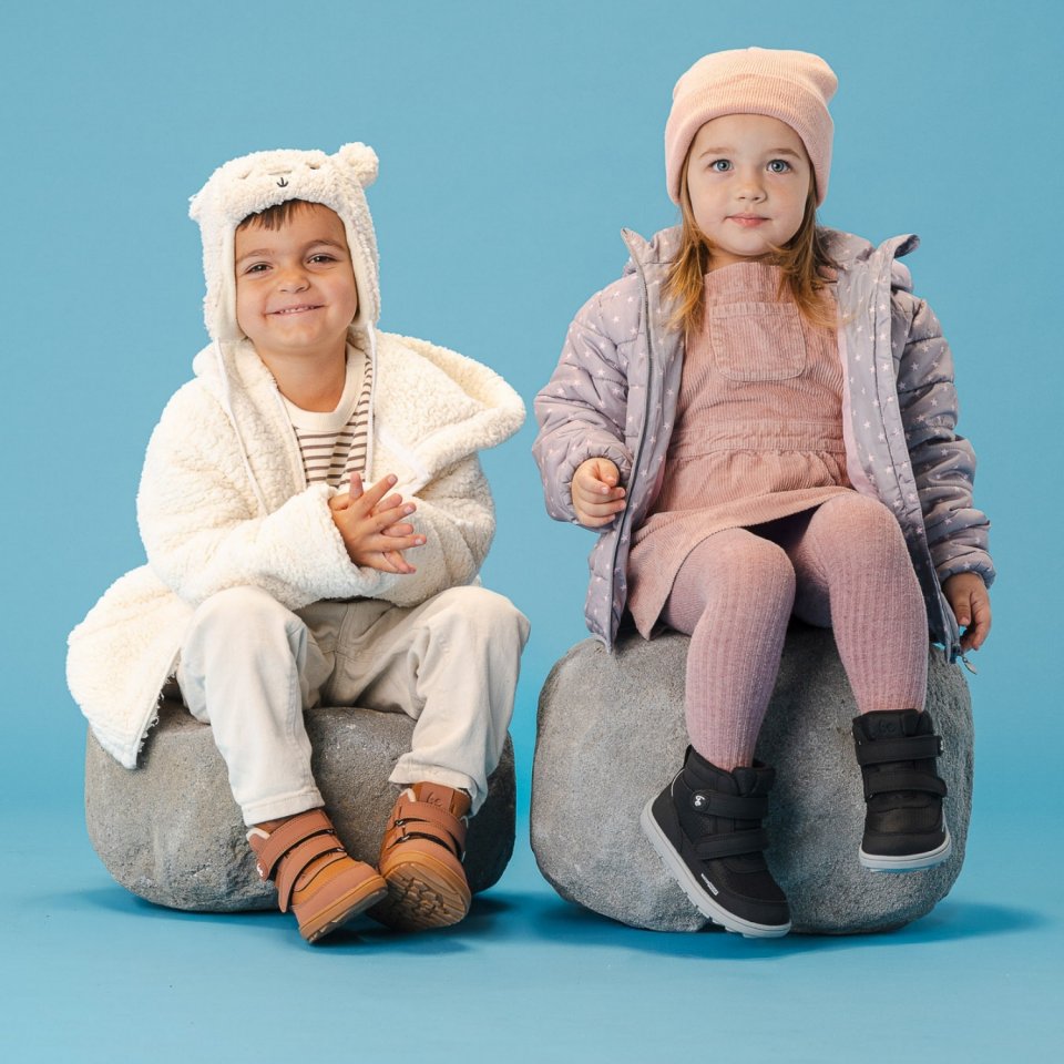 Detské zimné barefoot topánky Be Lenka Zippu Preschool - Black & Grey
