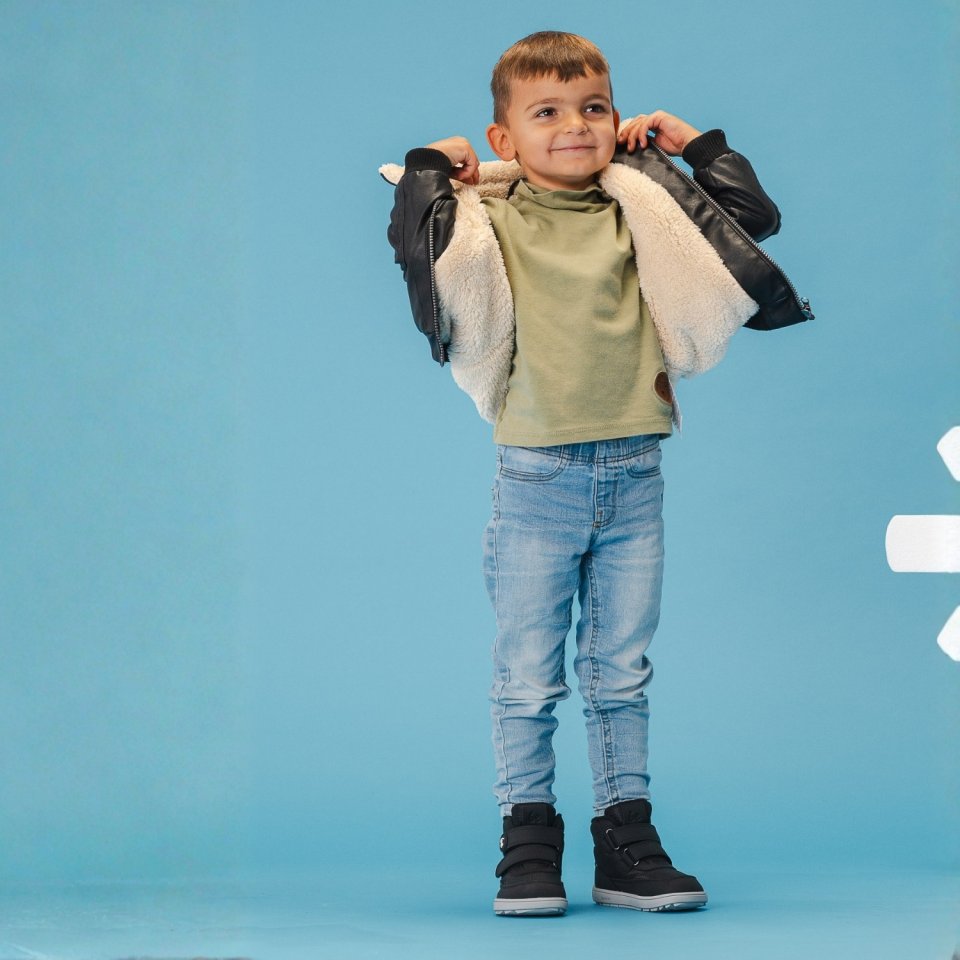 Detské zimné barefoot topánky Be Lenka Zippu Preschool - Black & Grey