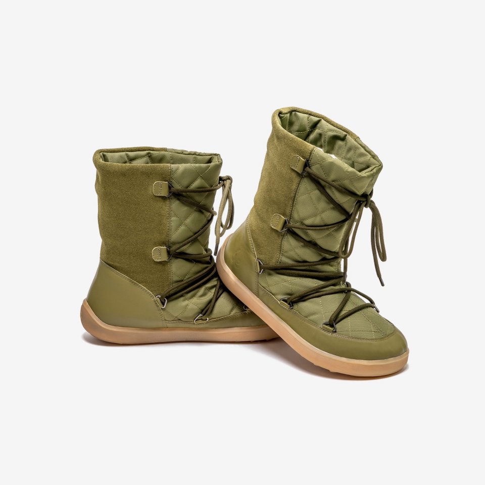 Winter Barefoot Boots Be Lenka Snowfox Woman - Army Green