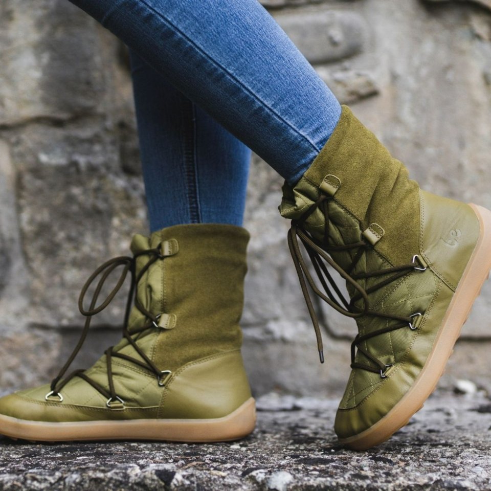 Winter Barefoot Boots Be Lenka Snowfox Woman - Army Green